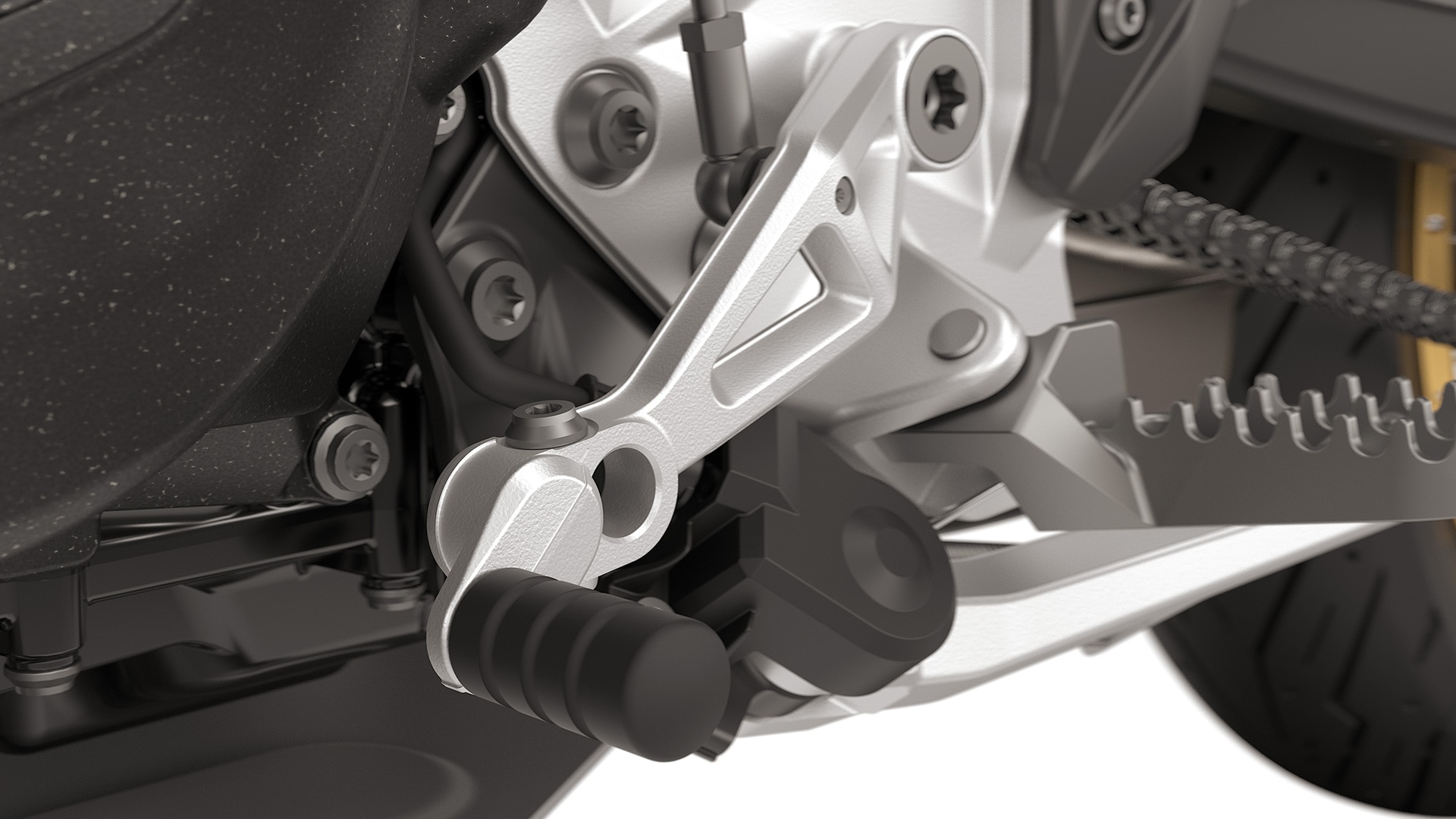 El pedal del cambio y maneta del freno ajustable forma parte del equipamiento de serie de la F 900 GS de BMW Motorrad