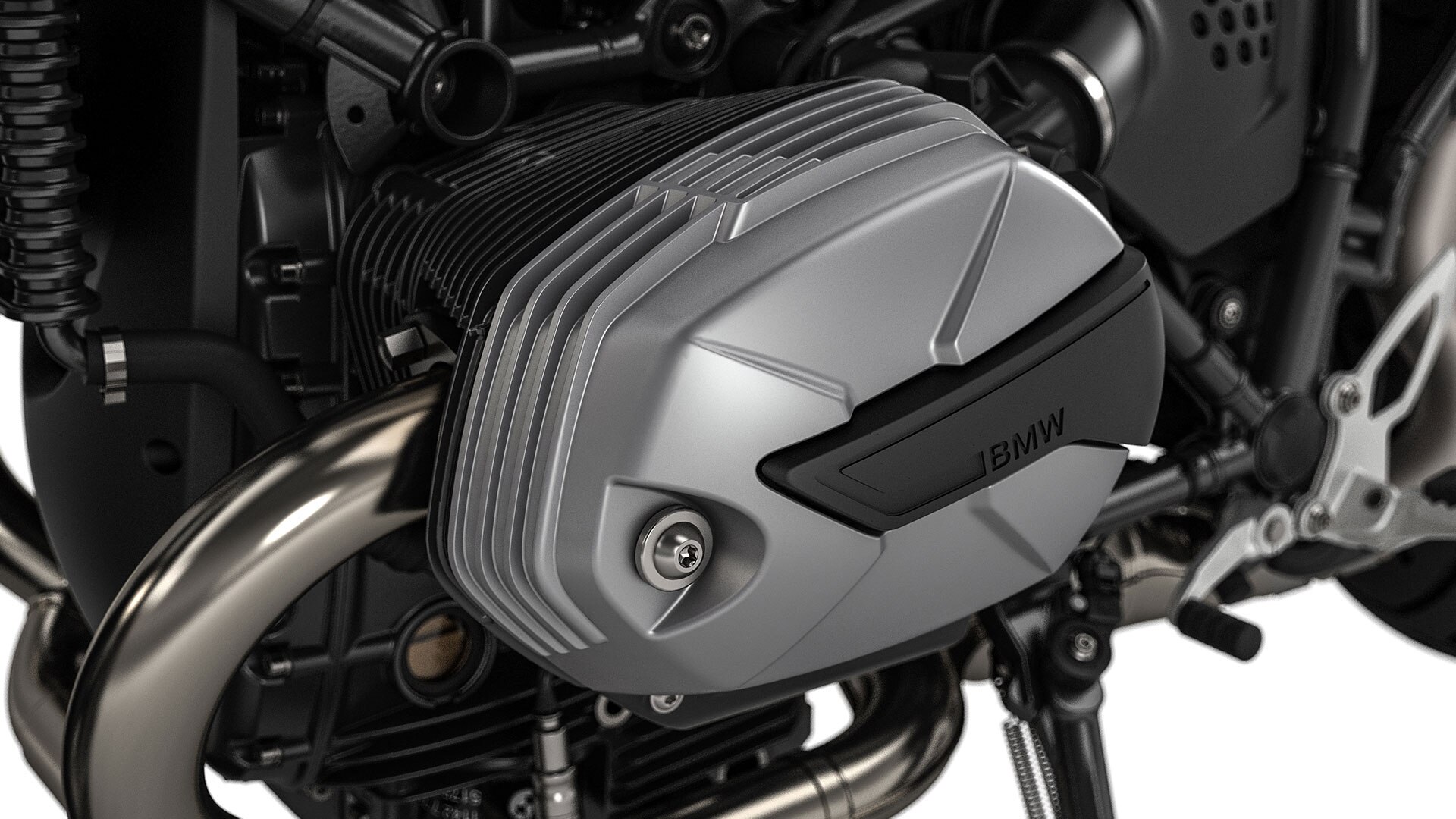 Aquí se ve el motor Boxer de dos cilindros de la R nineT Scrambler.