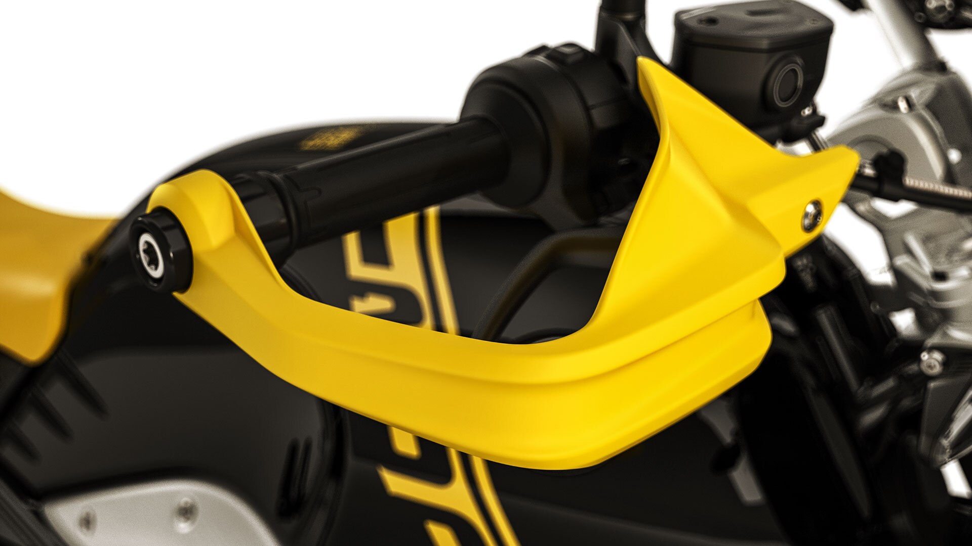 Aquí se ve el guardamanos amarillo de la R nineT Urban G/S.
