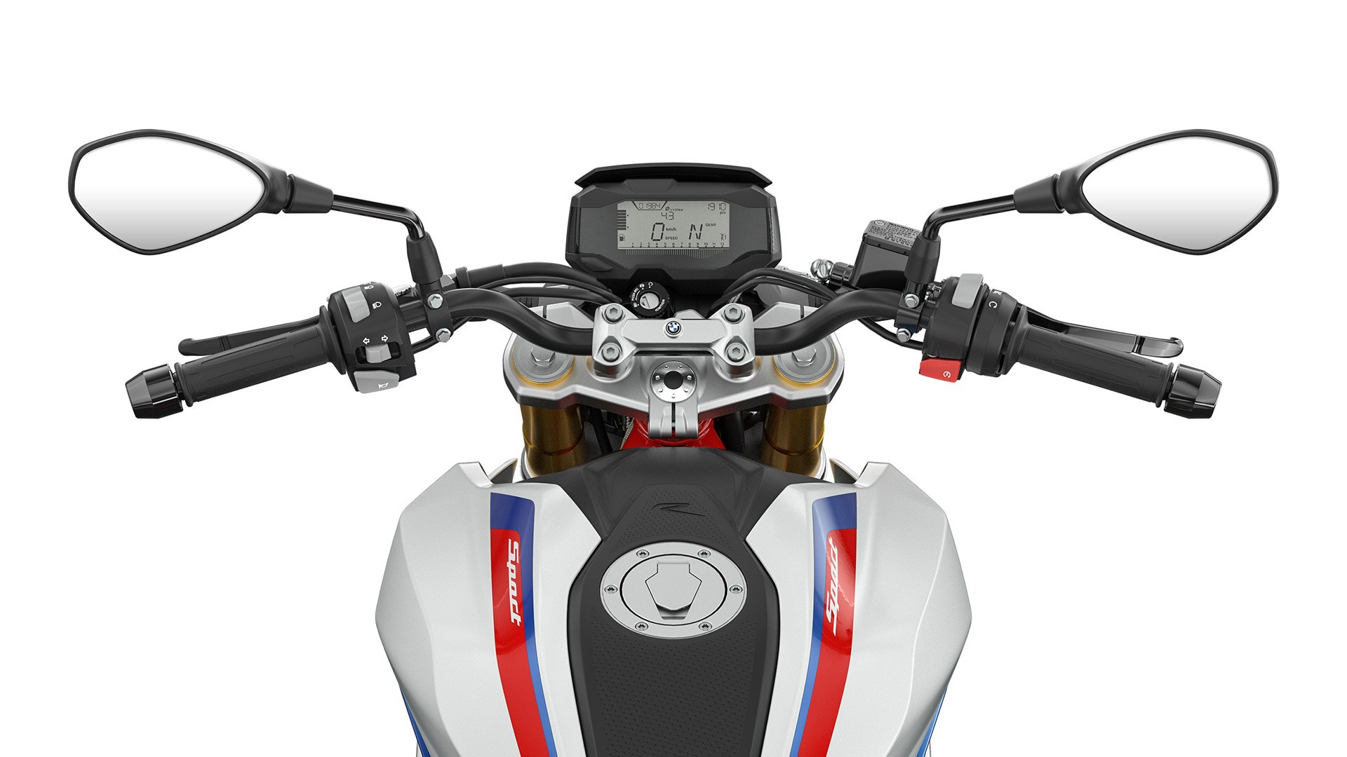 Aquí se ven el manillar y los elemento de mando de la G 310 R.