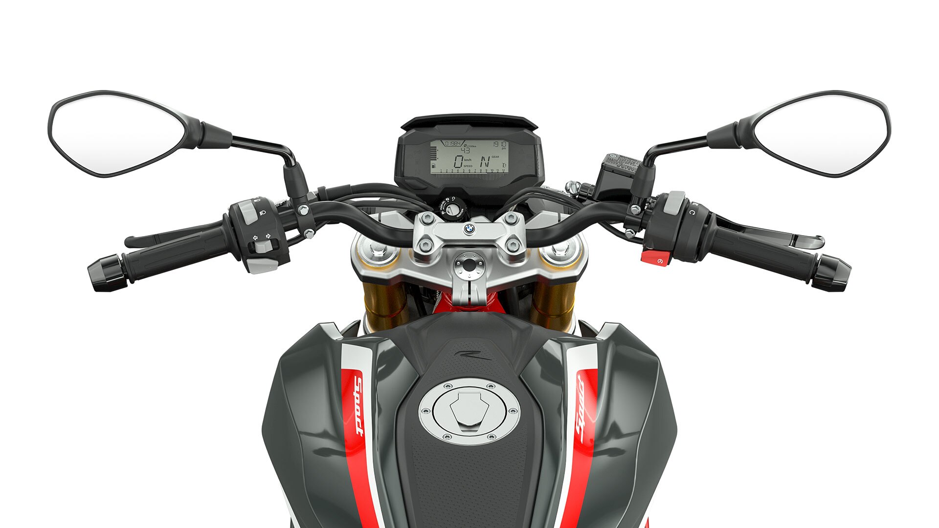 Aquí se ven el manillar y los elemento de mando de la G 310 R.